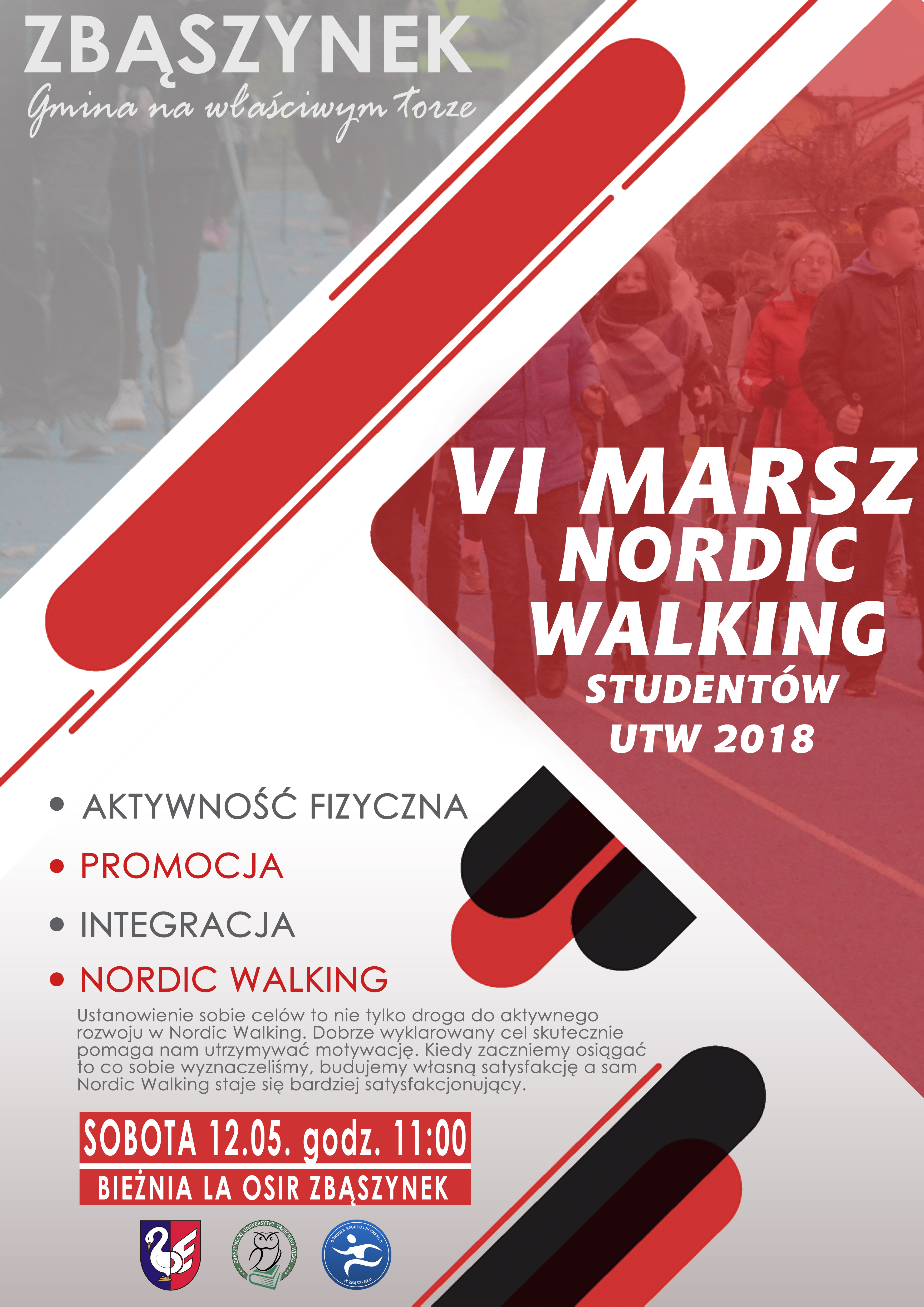 Ilustracja do informacji: VI MARSZ NORDIC WALKING STUDENTÓW UTW 2018